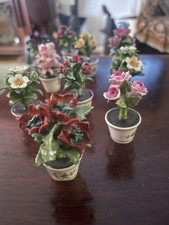 Antique Dresden Potted Flowers . 12 - piece V...