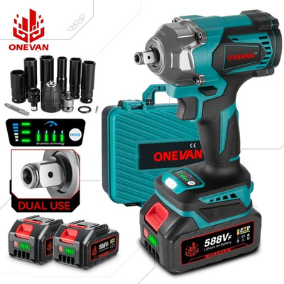 #ad ONEVAN 1200Nm Electric Impact Wrench 1 2#x27;#x27; Brushless Power Driver w 2 Batteries $59.84