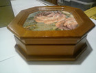 Vintage Wood and Tapestry Jewelry Box-Octagon — photo 1