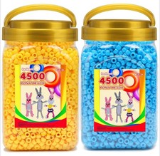 Iooleem Pony Beads Bundle  Two jars 4500pcs Yellow and blue Pony Beads 