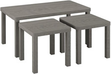 Nesting Tables Wooden Space Saving Coffee Side Table Set of 3 Rustic Brown Large