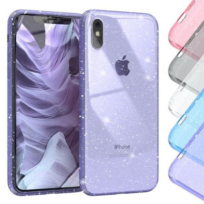 EAZY CASE für Apple iPhone XS Max Hülle Silikon Glitzer Schutzhülle Cover Klar