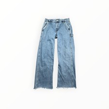 Aeropostale Jeans Womens 8 Blue 90s Baggy Wide Leg Raw Hem Carpenter Denim Pants