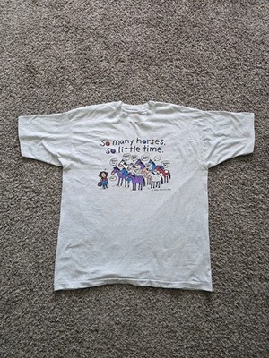 Vintage So Many Horses So Little Time Hoe T-shirt Size XL Ride Me Humor Funny 