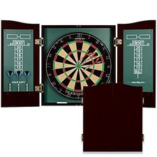 EastPoint Belmont Dart Board Cabinet Set 18in Bristle Board 6 Steel Tip Darts