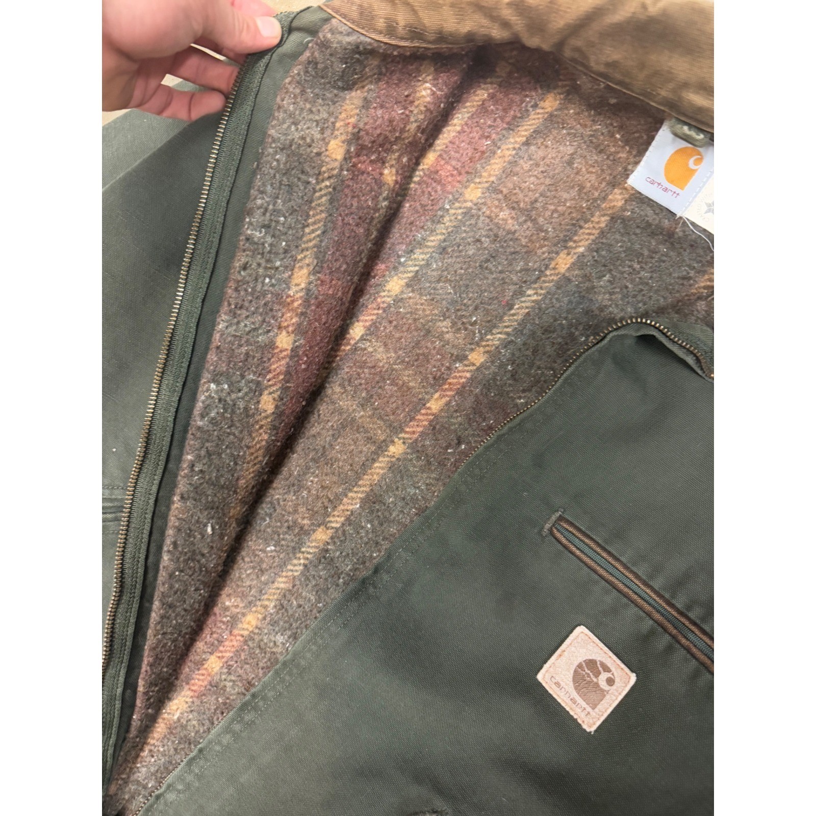 Carhartt Mens JB0866 Jacket Lined Canvas Trucker Style Size XL Graphic Print thumbnail 6