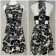 Zara -  Black and White Strappy Cut Out Back Mini Dress - Small NWOT