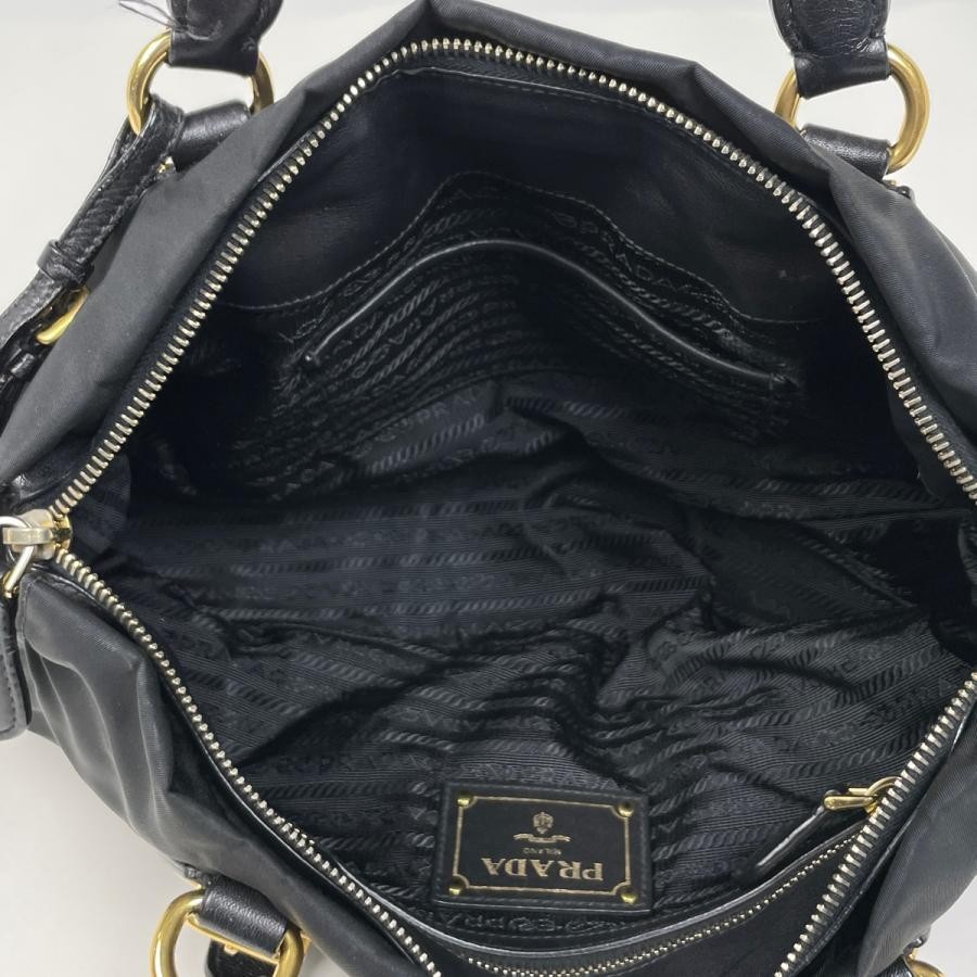 PRADA 2-Way Shoulder Handbag Nylon Black with Shoulder Strap #BS1229 thumbnail 9
