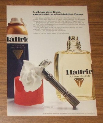 Rare Advertising HATTRIC After Shave & Shaving Cream Scented Male 1970