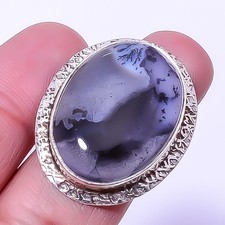 Dendritic Opal - Brazil Gemstone Silver Handmade Jewelry Ring s.7 A338