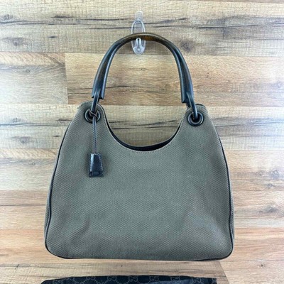 Gucci Women Bamboo Handle Hobo Bag made in Italy 106494 002058 Olive Green Brown