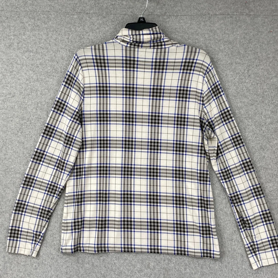 Talbots Top Womens L Black Blue Plaid Thermawarmth Turtleneck Long Sleeve - Image 4 of 4