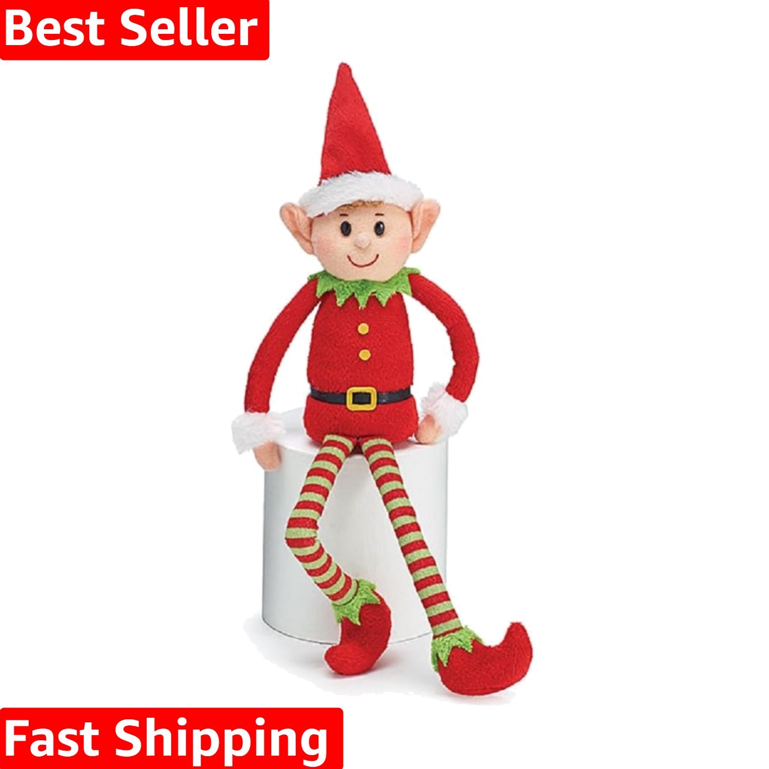 Adorable Plush Little Elf with Santa Suit - Perfect Holiday Accent Piece