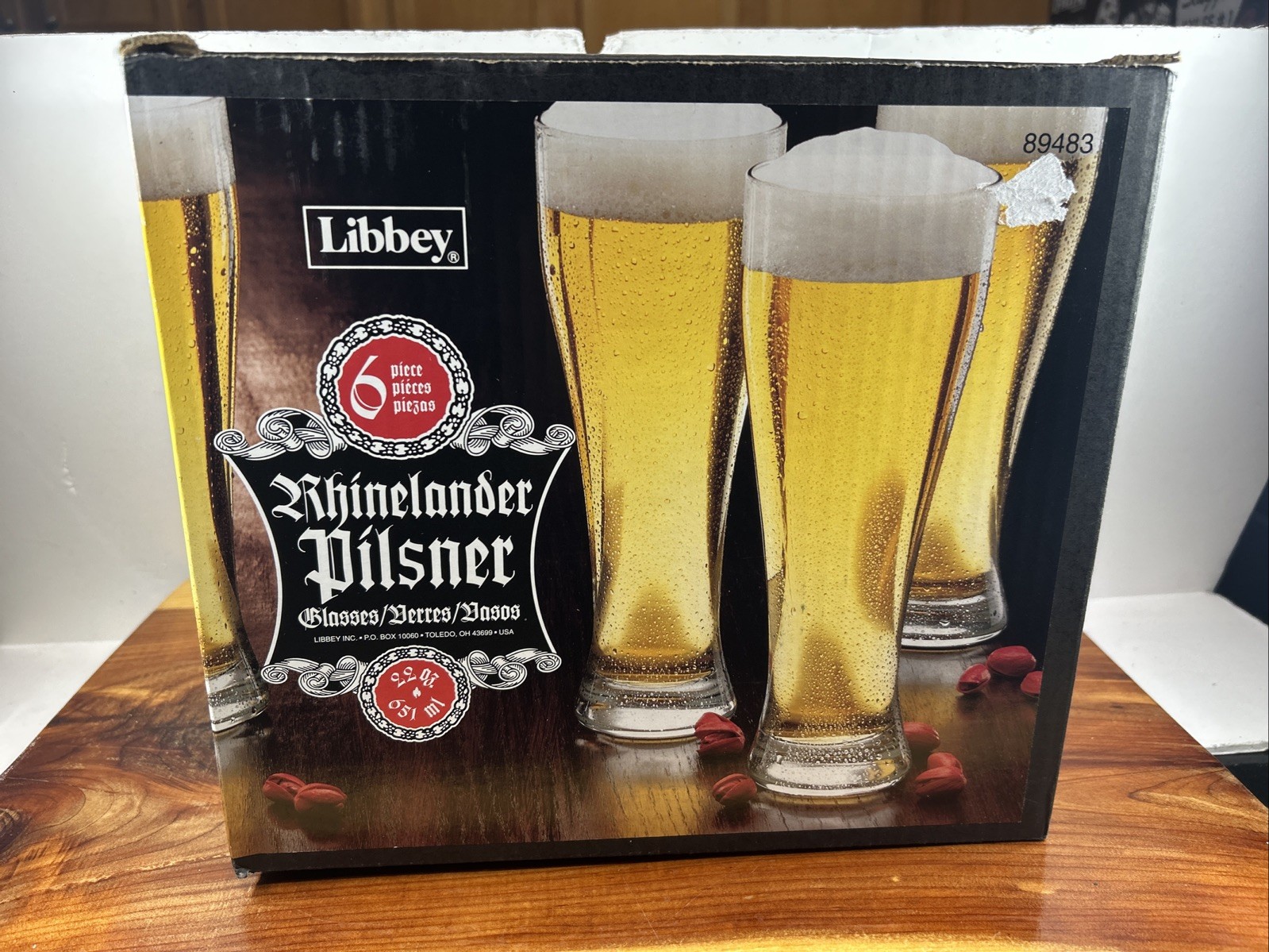 LIBBEY RHINELANDER PILSNER SET OF 6 GLASSES 23 oz each Bar Man Cave New In Box