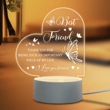 Friendship Gifts for Women Friends - Engraved Night Light, Best Friend Birthday 