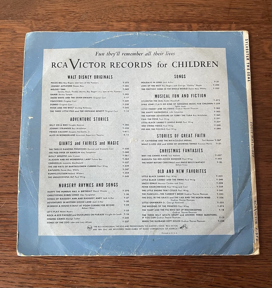 Vingtage Vinyl Record - Sylvester the Seal - By Eddie Mayehoff - 78 rpm Jazz - Image 2 of 4