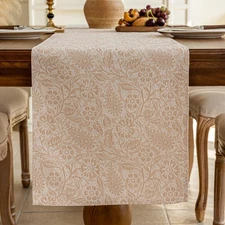 Floral Table Runner Embroidery Farmhouse Paisley Boho Runner Table Cloth Rust...