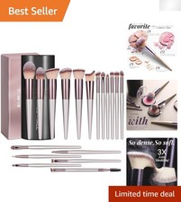 Makeup Brush Set 18 Pcs Synthetic Foundation Powder Concealers Eye shadows B...