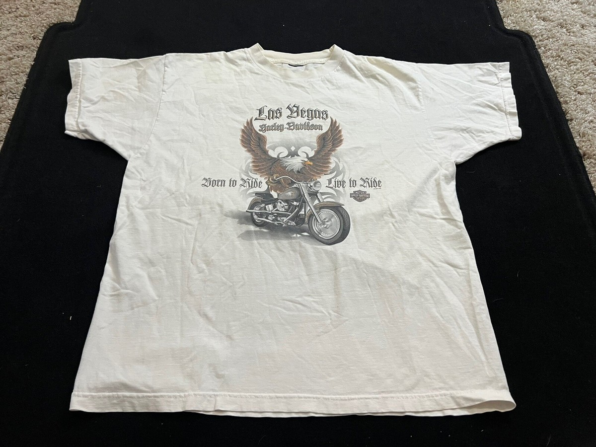 Harley Davidson Shirt Mens Adult XL White T Shirt Las Vegas