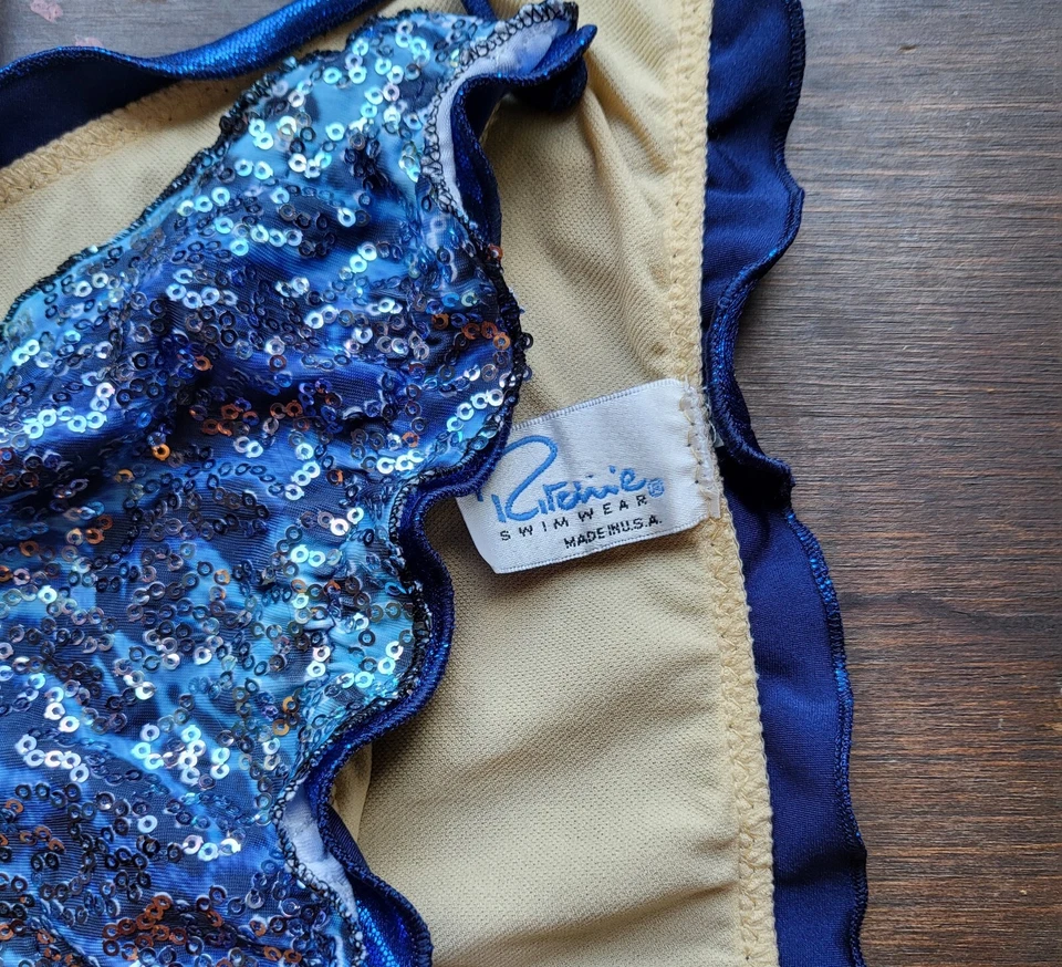 SOLO PARTE INFERIOR Traje de baño Ritchie vintage Bikini Traje de baño Azul Brillante Lentejuelas Y2K Foto 3 de 4