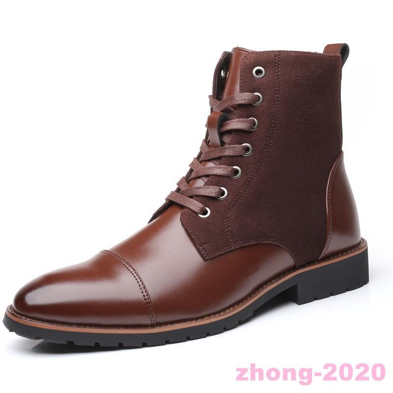 Invierno Para hombres Parte Superior Alta Militar Cuero Botines Zapatos Combate Piel Interior Chukka