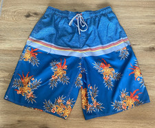 Burnside Men's Swim Trunks Size Medium Blue Hawaiian Beach Surf
