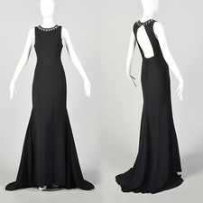 Medium Pronovias Black Mermaid Gown Keyhole Back Sleeveless Formal Dress Train