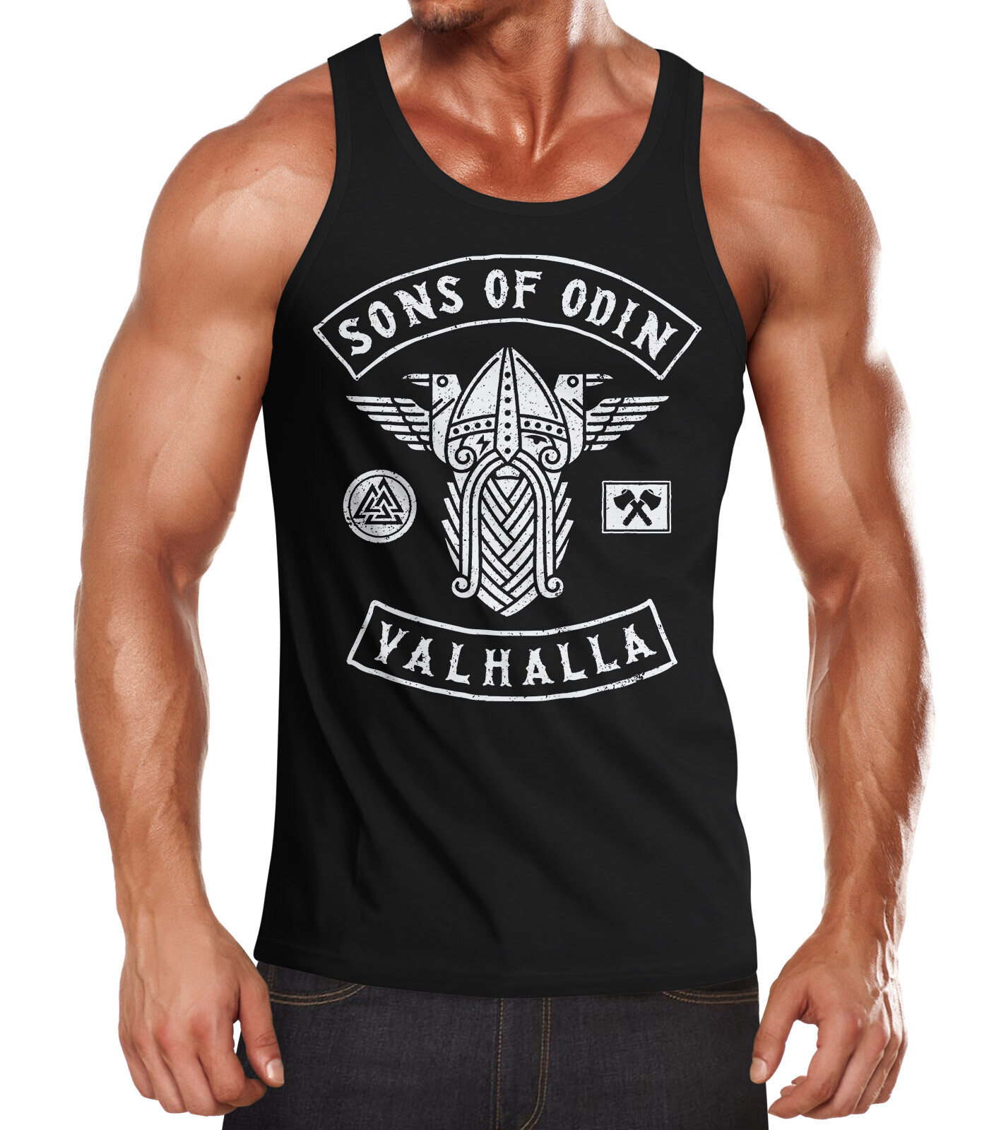 Футболка с надписью Herren Tanktop Sons of Odin для викингов фанатов Валгаллы викингов с надписью Achselshirt 4590₽