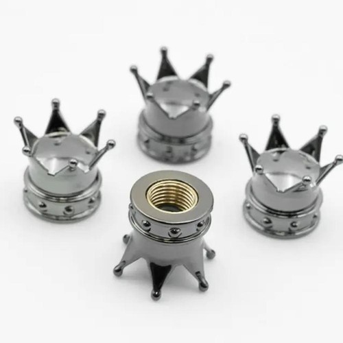 `Kings Crown Tire Valve Caps - Set of Four - Gold, SIlver or Black - Universal, - Picture 10 of 28