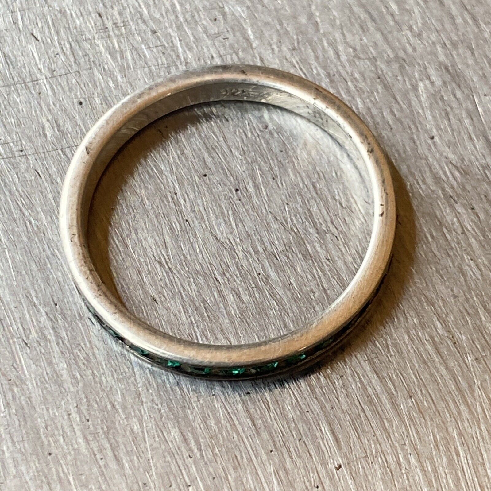 Sterling Silver Round Emerald Stackable Wedding B… - image 4