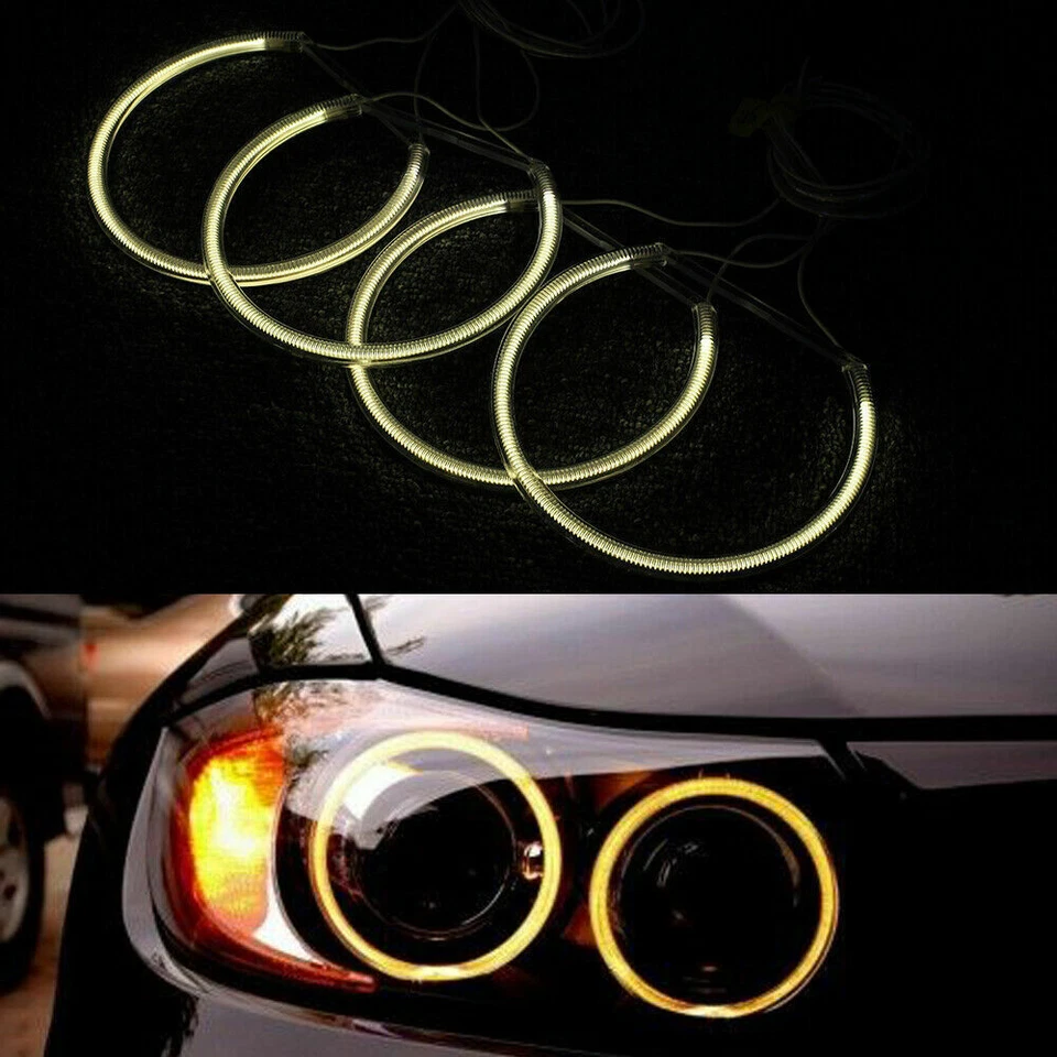 4PCS Angel Eyes CCFL Standlicht Ringe Scheinwerfer 131mm Set Gelb Für BMW E46 - Bild 4 von 4