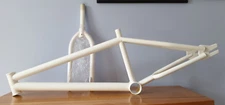 Powerlite P61 BMX frame and forks - 1991 - freshly powder coated in white.