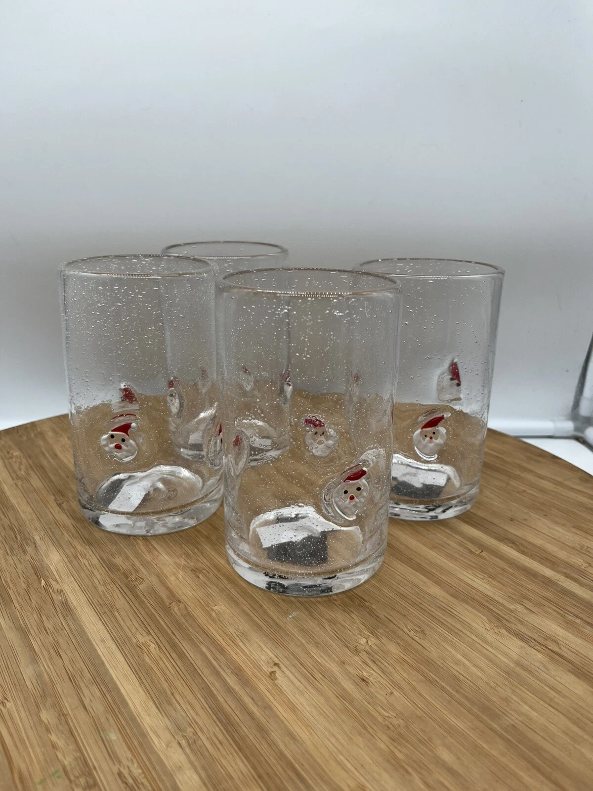 Anthropologie Dupe Christmas Santa Whiskey Glass Cups NEW Tik Tok Viral Set 4