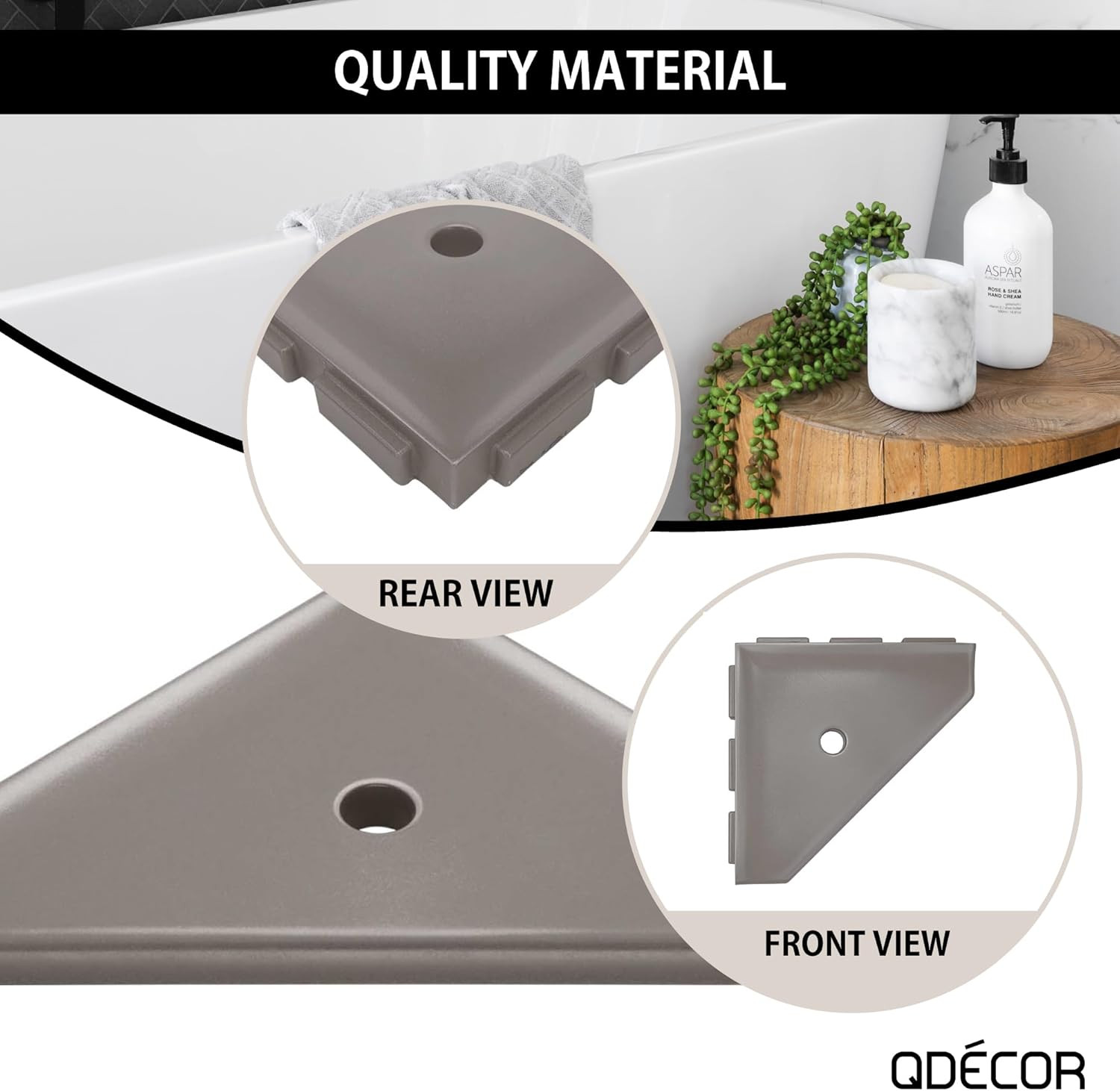 8" Corner Shower Shelf - Lugged for New Construction, Shower Organizer for Tiled