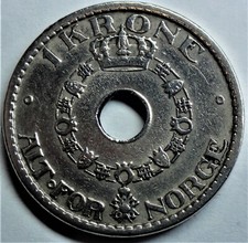 Norge /Norwegen 1 Krone 1940 - CiNi - Haakan VII. vz-st / near unc. mit Kapsel