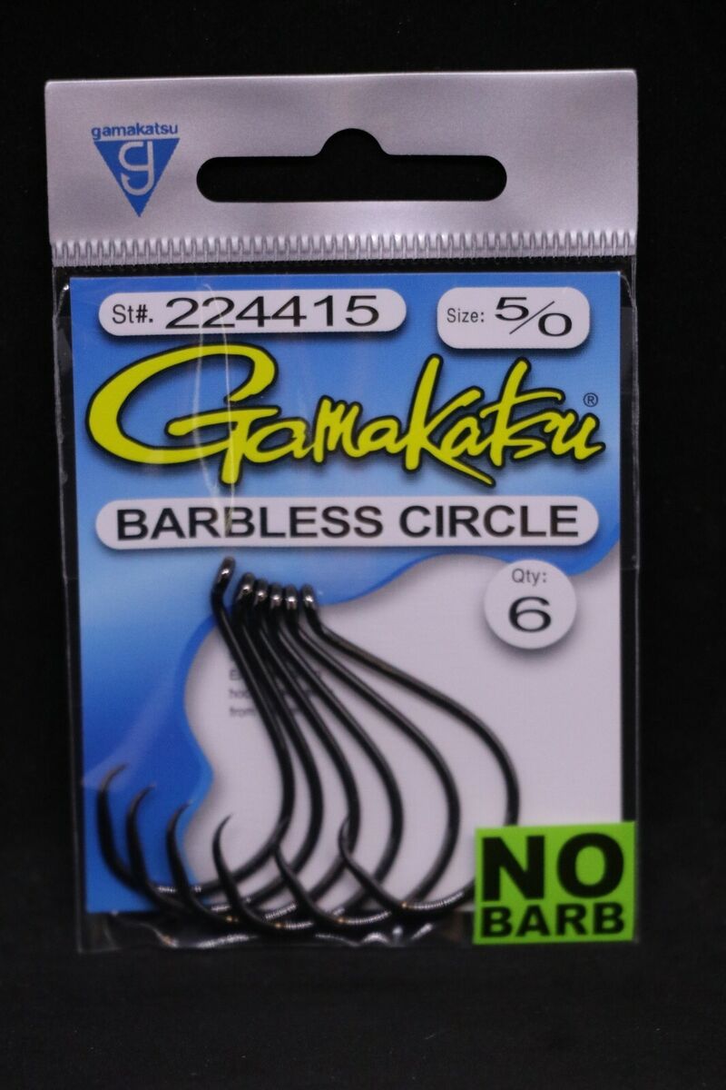 Gamakatsu Circle Inline Point Barbless Octopus Hook Size 5/0 Jagged Tooth  Tackle