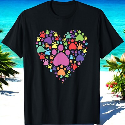 Heart Paw Print Dog Cat Lover Valentines Day T Shirt