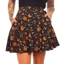Sourpuss Classic Halloween Skater Skirt Womens Alternative Clothing