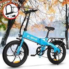 E-Bike 20" Electric Bike Fat Tire 750W Folding City Bicycle Commuter Ebike Blue