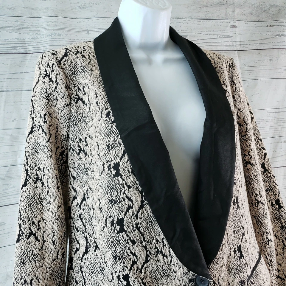 Free People Womens Modern Blazer Sz XS Beige Black Single Button Cotton Blend - Image 2 of 4