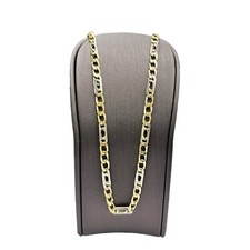 18ct 18K Two Toned Gold Italian 3x1 Birdseye Chain Necklace 21.26 Grams 58cm New