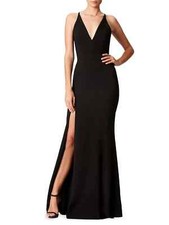 Dress The Population Black Iris Slit Crepe Gown Dress Size Small Orig 288