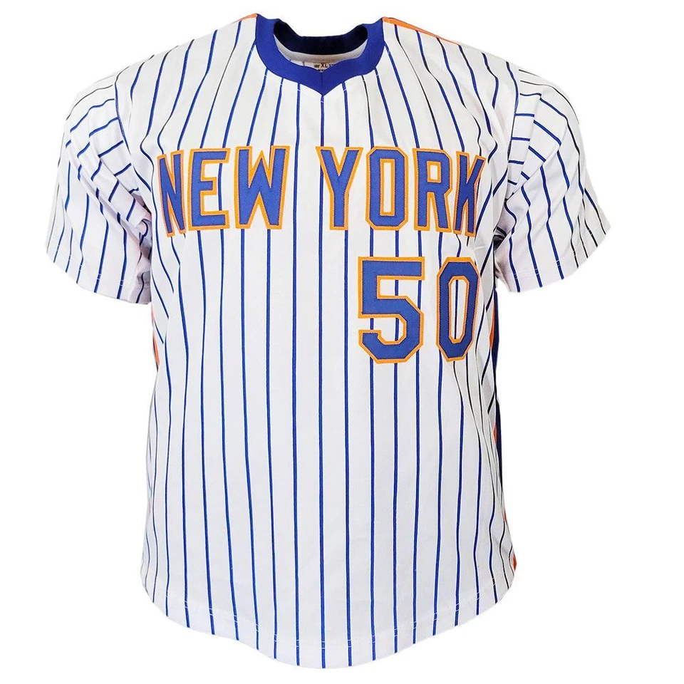 Camiseta de béisbol firmada por Sid Fernández a rayas de Nueva York (JSA) Foto 3 de 3