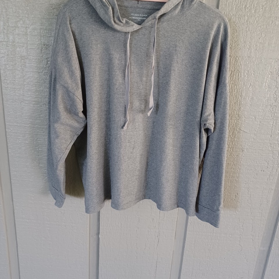 Eileen Fisher Women Hoodie Top Size M Preppy Organic Cotton Blend
