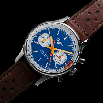 Sugess Chrono Heritage SWAN NECK Blue Dial Chrono Watch SEAGULL