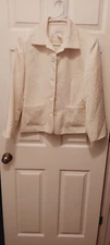 NORTON & CO Women Off White Jacket Blazer Sz 10 Lined Long Sleeve Pocket Classic
