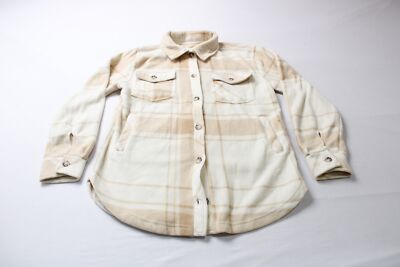 Thread & Supply Women's Collar Front Pocket Jacket EJ3 Cream Tan Plaid Small NWT
