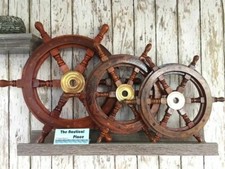 Holz Schiffsrad ~ Maritim Boot Holz Messing Lenkung ~ 12", 18", 24", massiv