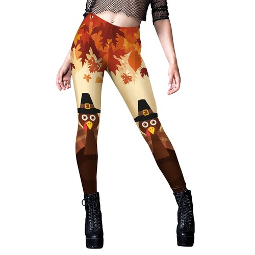 Cosplay Halloween Christmas Thanksgiving Leggings Women Elastic Skull Yoga Pants - Picture 6 of 43