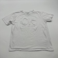 Calvin Klein Jeans T-Shirt Youth Boy M 10/12 White Logo 20412